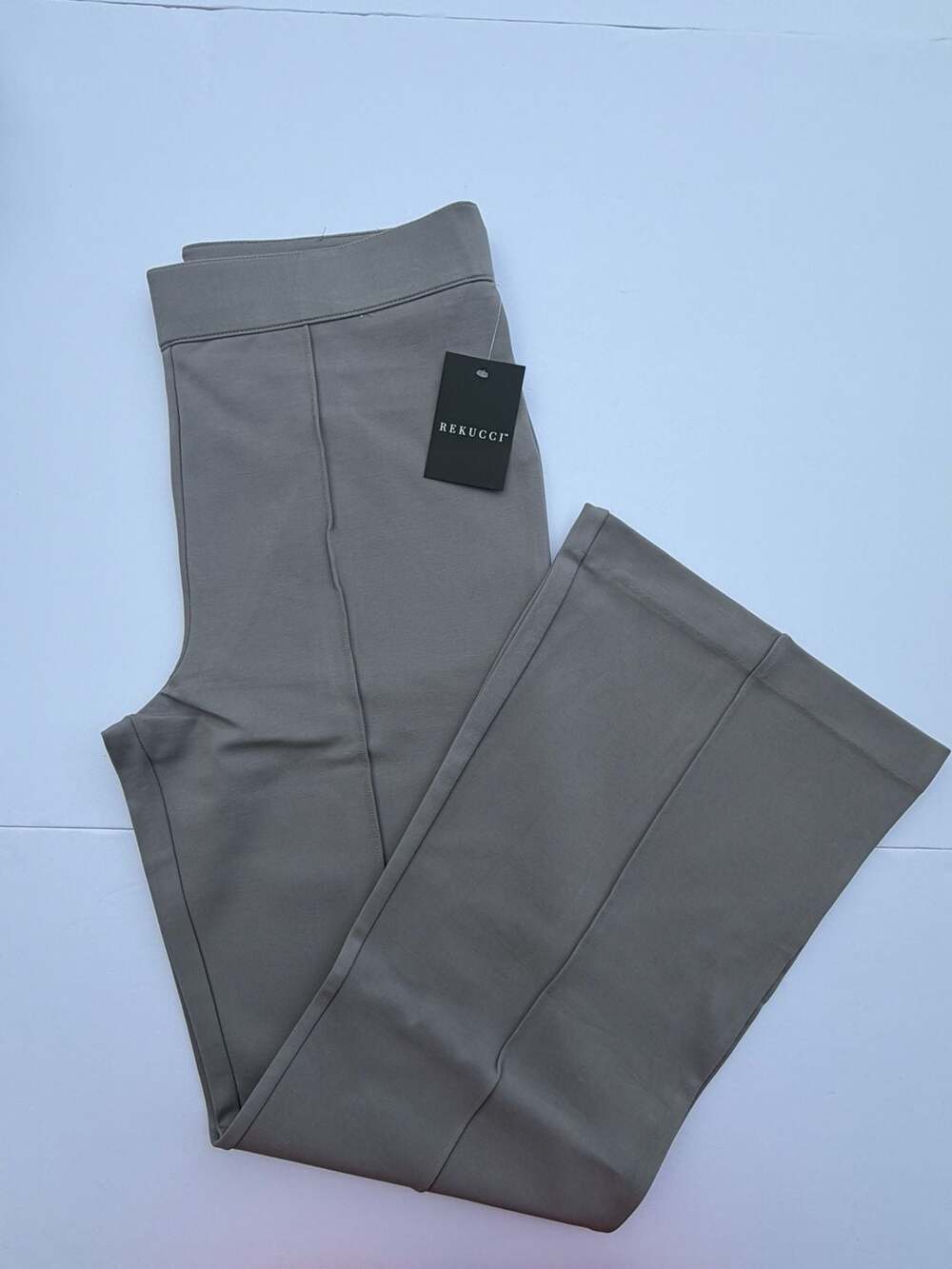 Rekucci Women's Secret Figure High-Rise Flare Pant (Silver, Size 16)